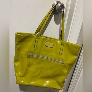 Kate Spade Yellow/green Glossy Tote Bag